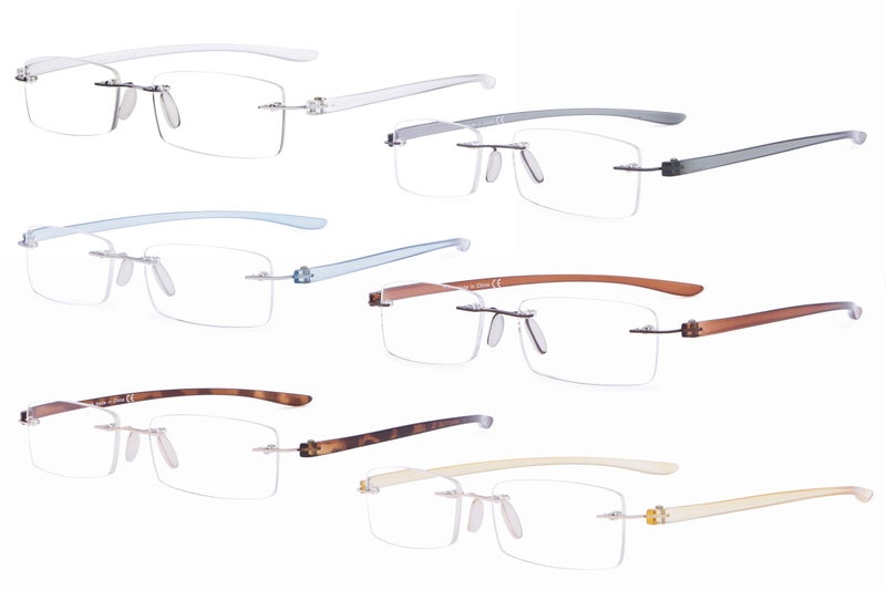 Eyekepper Eyekepper 6Pack Mix Color Small Lenes Rimless Reading Glasses Women Frameless Reader Eyeglasses for Men Reading 150