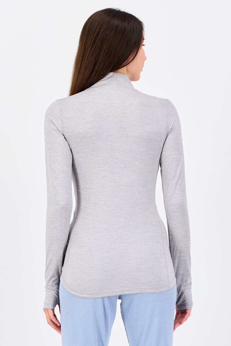 Reebok Women Slim Fit Long Sleeve Outdoor Top, Grey - Image 4