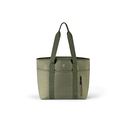 VAYA Essential Tote Bags for Women, Made Of Polyester Lightweight Handbags, Multipurpose Hand Bag for Work, Travel & Everyday Use, Comes with Detachable External Pouch, Color-Safari Green - Image 1