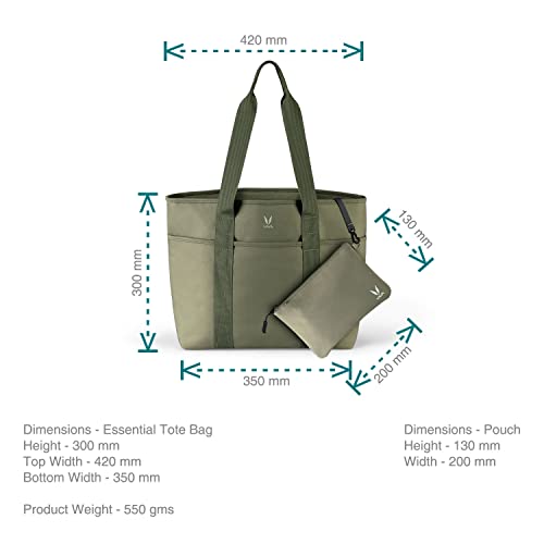 VAYA Essential Tote Bags for Women, Made Of Polyester Lightweight Handbags, Multipurpose Hand Bag for Work, Travel & Everyday Use, Comes with Detachable External Pouch, Color-Safari Green - Image 5