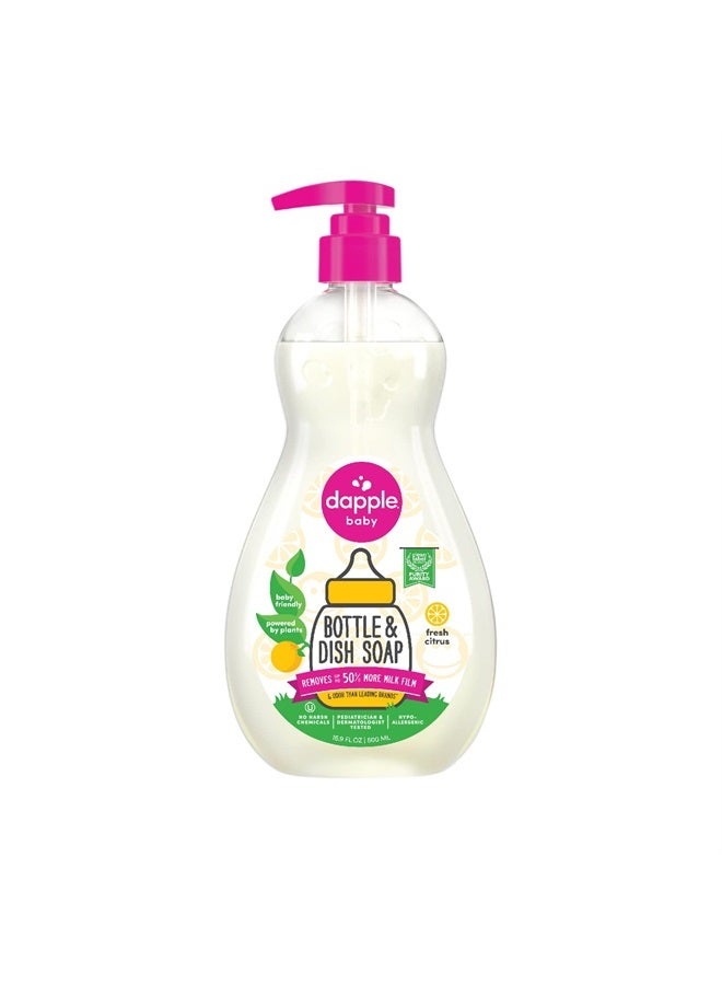 dapple Bottle and Dish Soap Baby, Fresh Citrus, 16.9 Fl Oz (Pack of 1) - Plant Based Dish Liquid for Dishes & Baby Bottles - Hypoallergenic Soap, Liquid Soap - Image 1