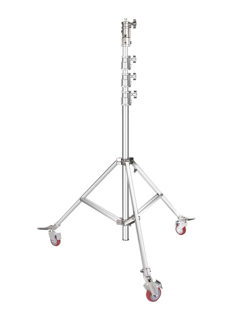 Coopic COOPIC Photo Studio Wheeled Roller Heavy Duty Stainless Steel Light Stand, Detachable Wheels with Adjustable 1 Leg and Adjustable Height maximum up to 465cm used for Soft box, Moonlight and Other  - Image 1