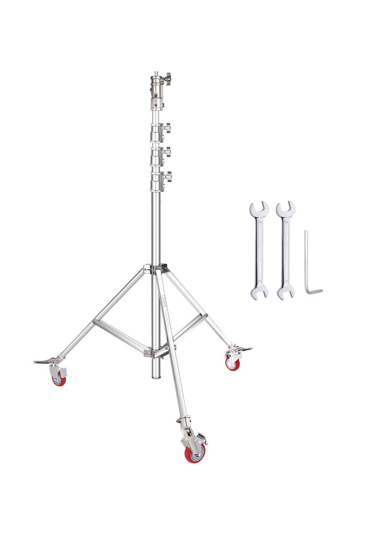 Coopic COOPIC Photo Studio Wheeled Roller Heavy Duty Stainless Steel Light Stand, Detachable Wheels with Adjustable 1 Leg and Adjustable Height maximum up to 465cm used for Soft box, Moonlight and Other  - Image 4