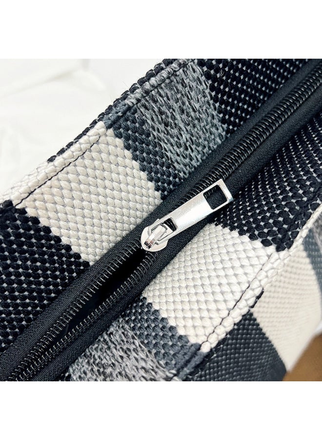 Striped Large Capacity Women's Bag 2024 Fashion Commuter Casual Western Style Portable Tote Shoulder Messenger Bag-Color:Black - Image 4