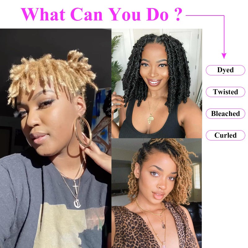 Vlliyava 0.6 cm Width 8 Inch 40 Strands Human Hair Loc Extensions, Natural Black 100% Full Handmade Permanent Real Human Hair Dreadlock Extensions for Women/Men/Kids Can Be Dyed Bleached Curled Twisted - Image 5
