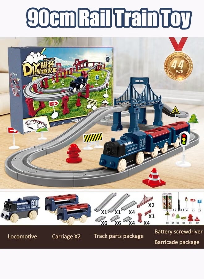 90cm electric rail train playset Electric high-speed rail train toys Assemble the rail train set Model train toys Train toys with tracks Birthday present Toys for boys(blue) - Image 1