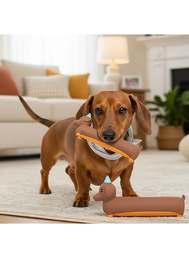 لعبة كلب من المطاط الصديق للبيئة، جرو الموز النابح، تفاعلية، ألغاز للعب، متينة وآمنة، لا تحتاج إلى بطاريات - Image 2