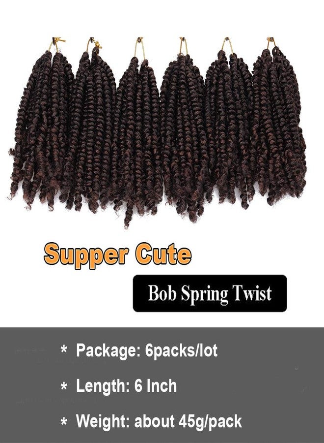 Dorsanee Short Bob Spring Twist Crochet Hair 6 Inch 6 Packs Pre-twisted Curly Braids Pre-looped Mini Passion Twists Fluffy Synthetic Hair Extensions (T33#) - Image 5
