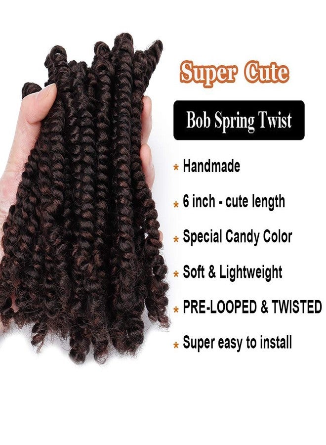 Dorsanee Short Bob Spring Twist Crochet Hair 6 Inch 6 Packs Pre-twisted Curly Braids Pre-looped Mini Passion Twists Fluffy Synthetic Hair Extensions (T33#) - Image 2