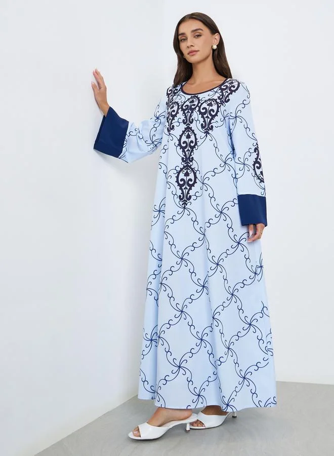 Styli All Over Print Long Sleeve Jalabiya