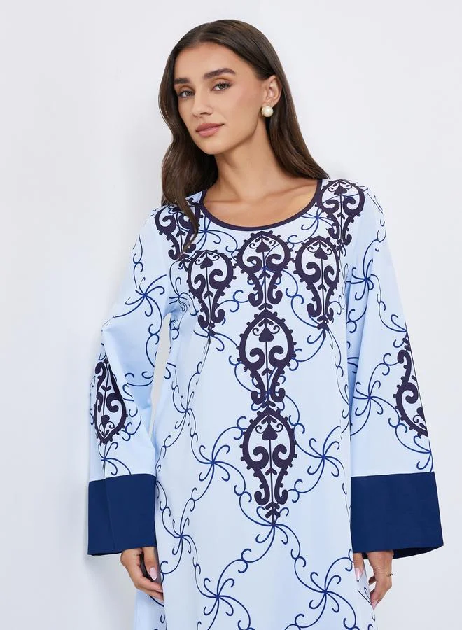 Styli All Over Print Long Sleeve Jalabiya