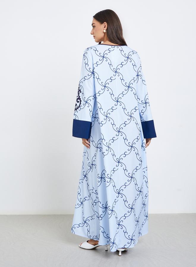 ستايلي جلابية مطبعة  بالكامل مع أكمام طويلة - Image 4