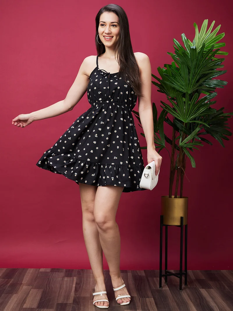 globus Women Floral Printed Fit & Flare Mini Dress