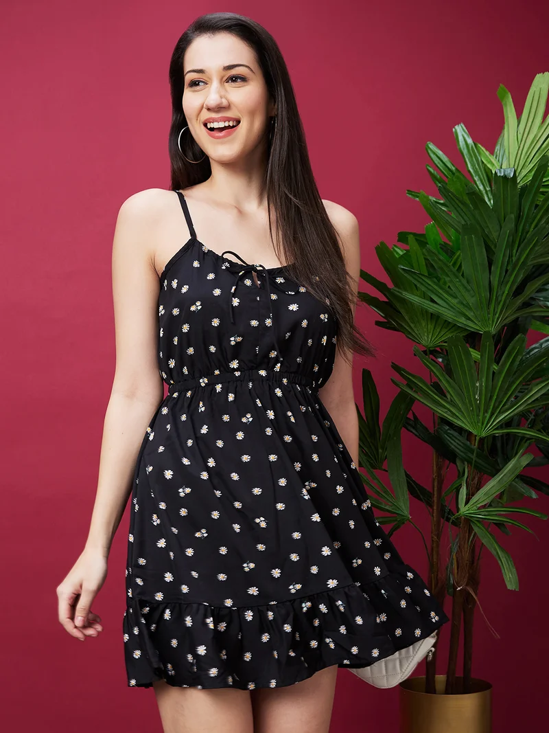 جلو باص فستان جلابيه نسائي قصير مطبوع بالزهور من جلوبس