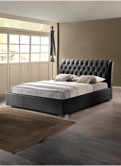 Bed and Mattress Zone California King Tufted Upholstered Bed 200x180 King Size Black Color 