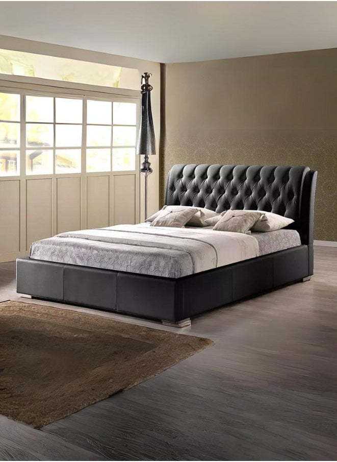 Bed and Mattress Zone California King Tufted Upholstered Bed 200x180 King Size Black Color 