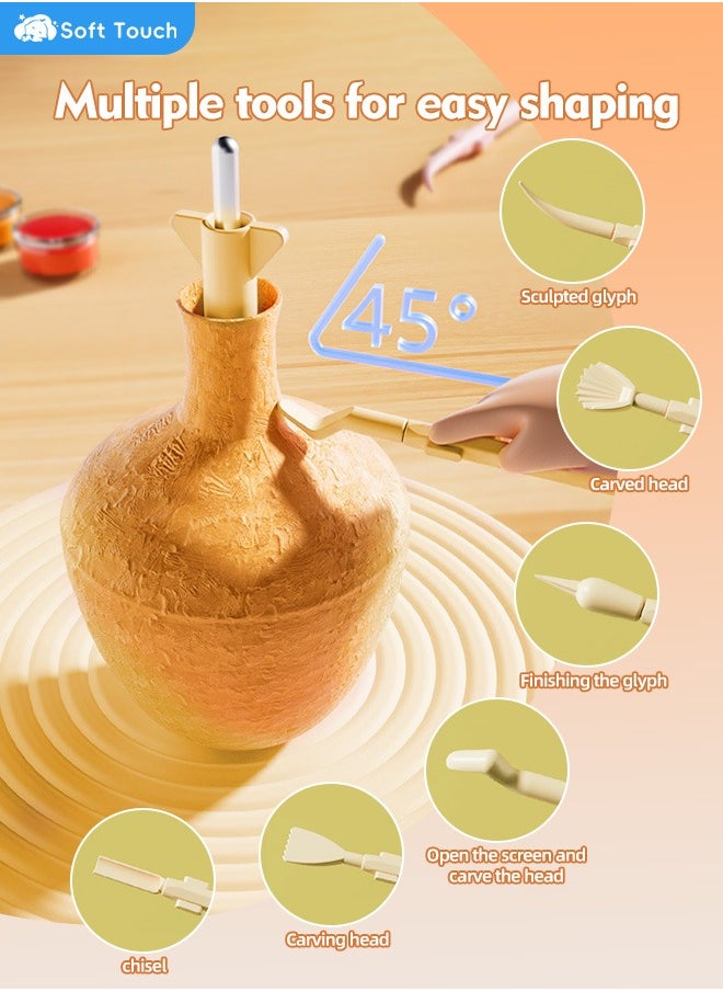 Soft Touch - DIY Pottery Wheel for Kids and Beginners Mini Pottery Wheel Kit with modeling clay Sculpting Tools Clay Wheel Air Dry Clay Banding Wheel for Pottery Arts and Crafts for Boys and Girls - Image 1