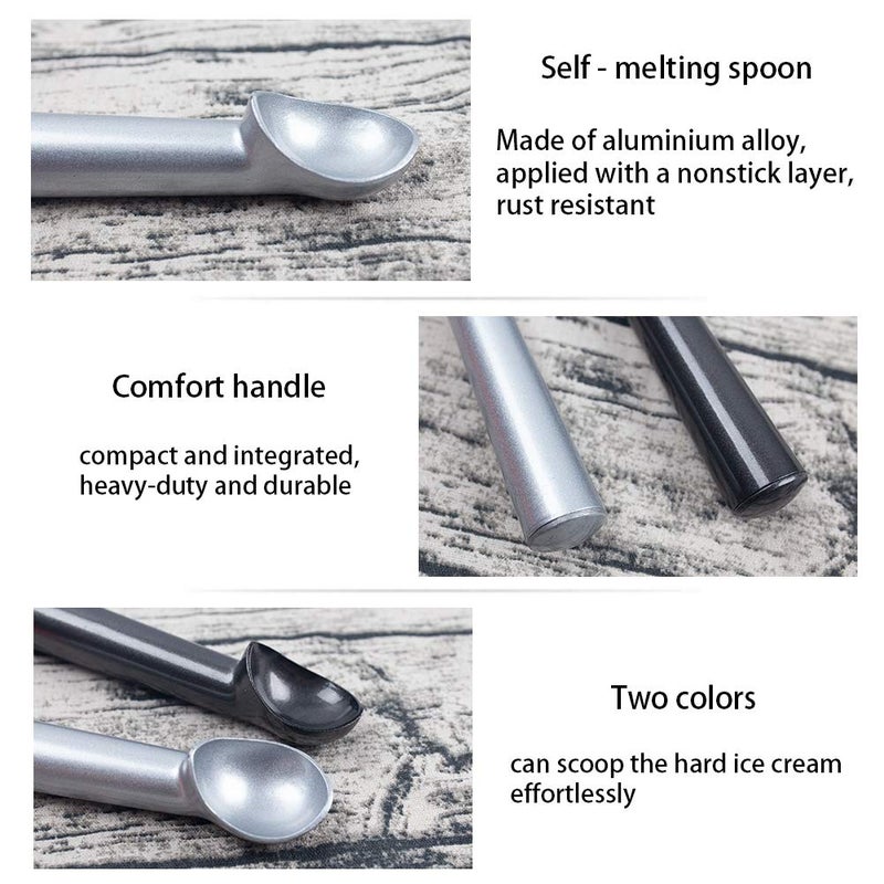 HANSGO Ice Cream Scoop, 2PCS 7 inches Nonstick Anti-Freeze Ice Cream Scooper One Piece Aluminum Design Dishwasher Safe - Image 4