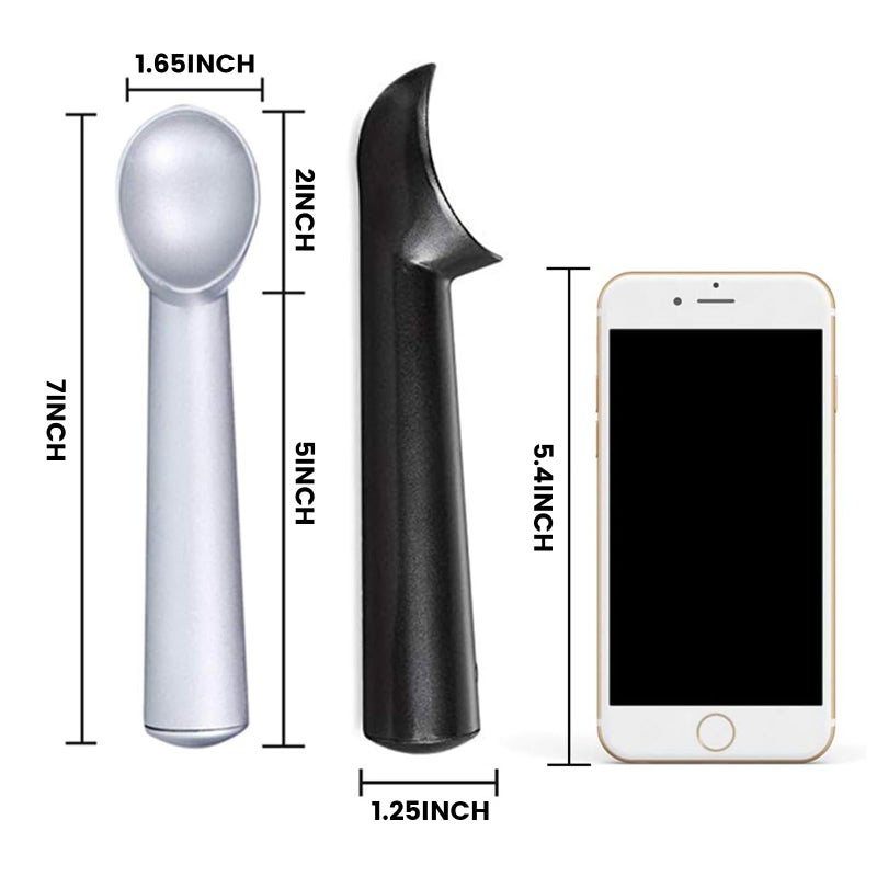HANSGO Ice Cream Scoop, 2PCS 7 inches Nonstick Anti-Freeze Ice Cream Scooper One Piece Aluminum Design Dishwasher Safe - Image 3
