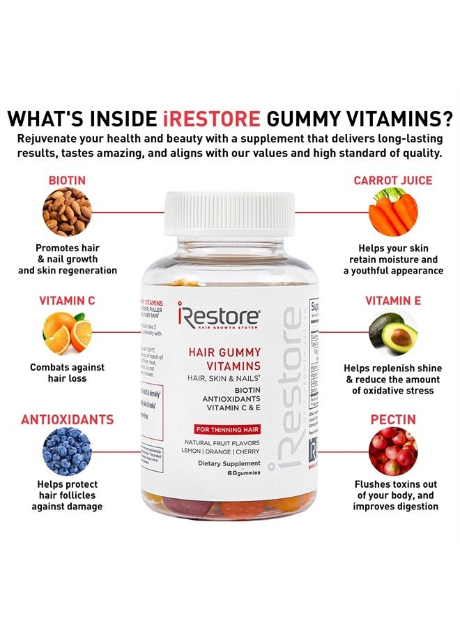 iRestore Hair Gummy Vitamins, Vegan Biotin Gummies for Hair Skin and Nails Gummies, Hair Gummies, Biotin Gummies for Hair Growth Biotin Vitamins for Women & Men, Biotin 5000mcg, 3-PK - Image 2