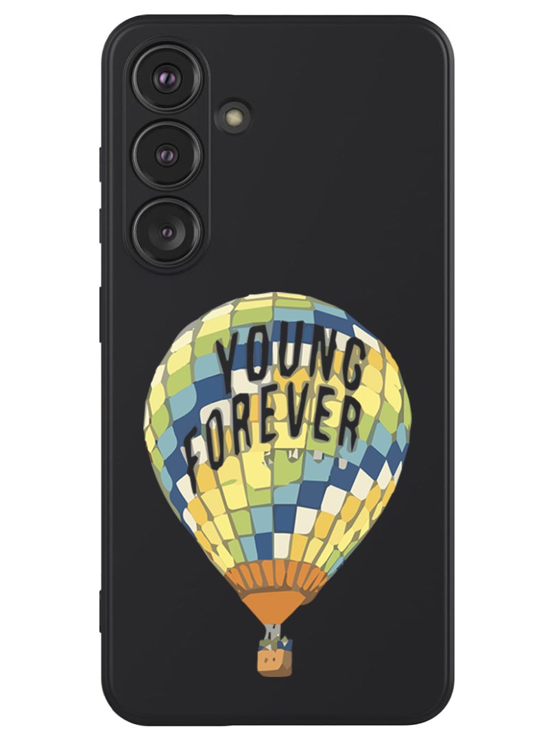 Theodor Protective Slim Fit Case Liquid Silicone Cover with Full Body Protection Anti-Scratch Shockproof Case For Samsung Galaxy S24 (Black) - Young forever-01 - Image 1