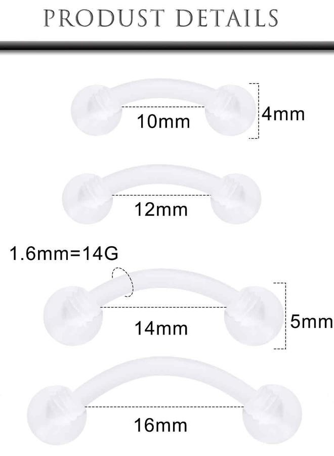 Hoeudjo Clear Belly Button Ring Plastic Belly Button Rings Silicone Belly Piercing Retainers Pregnancy Long Navel Ring Bar Length 10/12/14/16mm, Plastic, plastic - Image 2