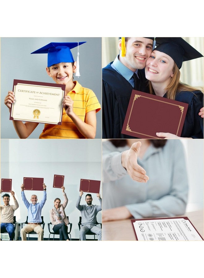 هاوتوكو 10 عبوات من حاملي الشهادات، حاملي دبلوم بورجوندي، أغطية جوائز المستندات، مجلدات الشهادات مع حدود من رقائق الذهب لحجم الحروف 8.5X11 - Image 5