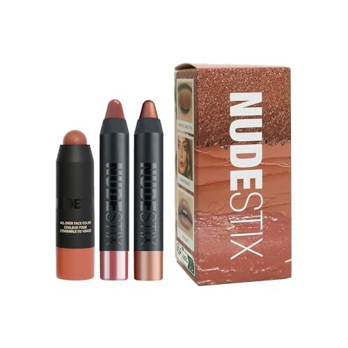 NUDESTIX مجموعة نودستكس سون كيسد نودز المصغرة 3 قطع من كريم أحمر الخدود و برونزر و لامع للشفاه للسفر متعددة الاستخدامات مكياج نباتي لمظهر مشرق شاطئي - Image 2
