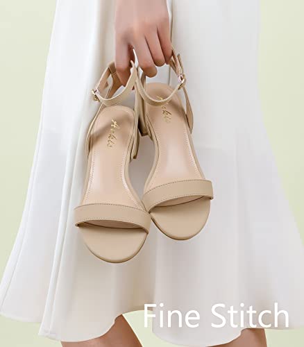 Ankis Nude White Black Women Sandals Gold Silver Comfortable Strappy Open Toe Sandals for Women Dressy Summer 1 Inch Low Block Clear Pink Taupe Heel Flat Adjustable Ankle Strap Wide Available Shoes - Image 3