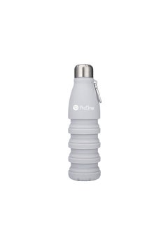 ProOne ProOne Collapsible Water Bottle, Reuseable BPA Free Silicone Foldable Water Bottles for Travel Gym Camping Hiking, Portable Leak Proof Sports Water Bottle with Carabiner 550mL  - Image 1