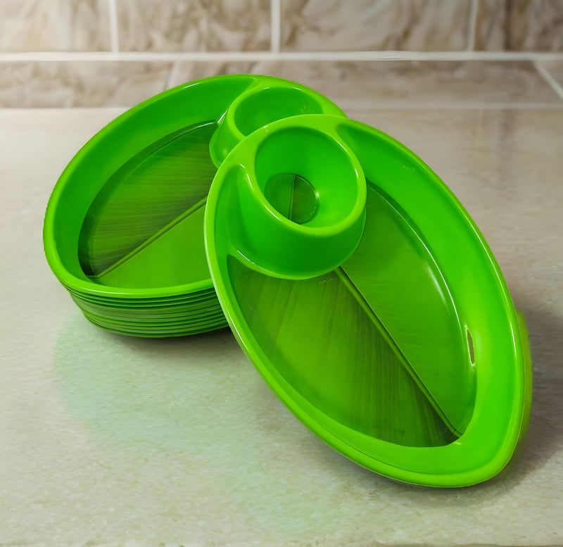 BHOJANWARE Stylish Designer Shape Melamine Serving Snacks Platter Set of 12 in Green Color- Perfect Addition to Your Kitchen Utensils and Plates Collection. - Image 4