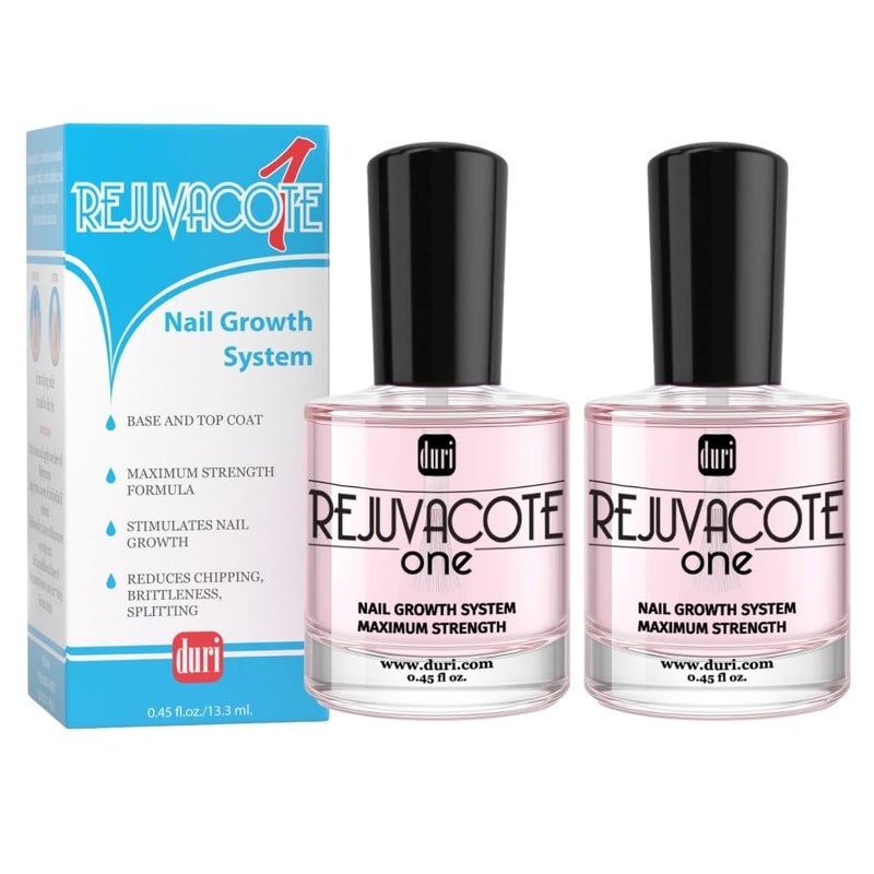 duri Rejuvacote 1 Nail Growth System - Original Maximum Strength Formula - Nail Strengthener and Nail Growth - Base and Top Coat - Pack of 2-0.45 fl. oz. - Image 1