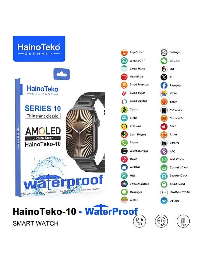 Haino Teko-10 Smartwatch, Waterproof, AMOLED Display, with 3 Pairs of Straps and Wireless Charger - Image 2