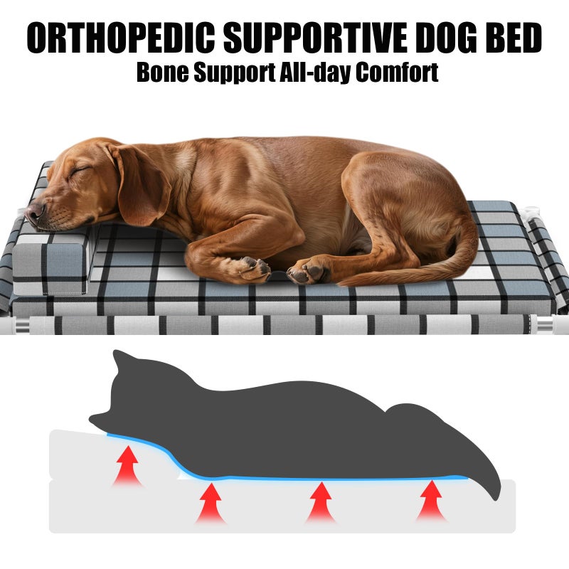 Caghash Elevated Raised Lifted Dog Bed Elevated Dogs Bed with Bolster & Cushion Mat Raised Pet Couch Bed with Pillow for Indoor Outdoor - Image 3