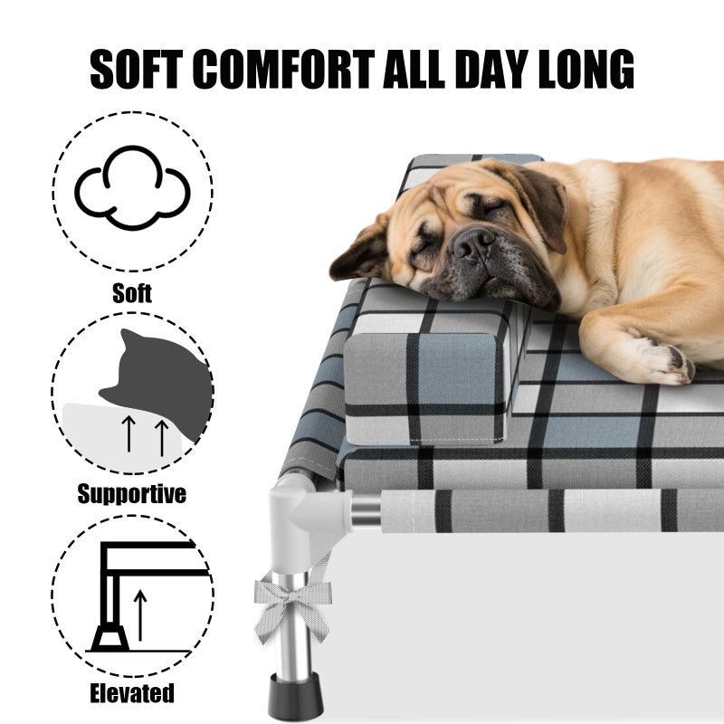 Caghash Elevated Raised Lifted Dog Bed Elevated Dogs Bed with Bolster & Cushion Mat Raised Pet Couch Bed with Pillow for Indoor Outdoor - Image 2