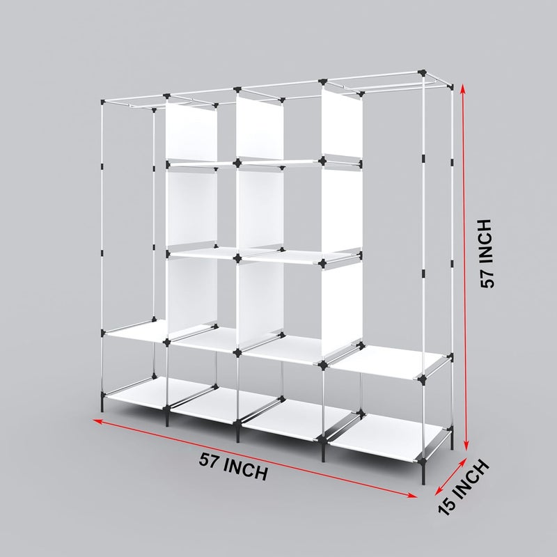 Whitecloud TRANSFORMING HOMES Whitecloud TRANSFORMING HOMES Collapsible Wardrobe Closet for Clothes Almira 2 Hanging Space 8 Shelves NonWoven Fabric 90 GSM 88230 Purple  - Image 5