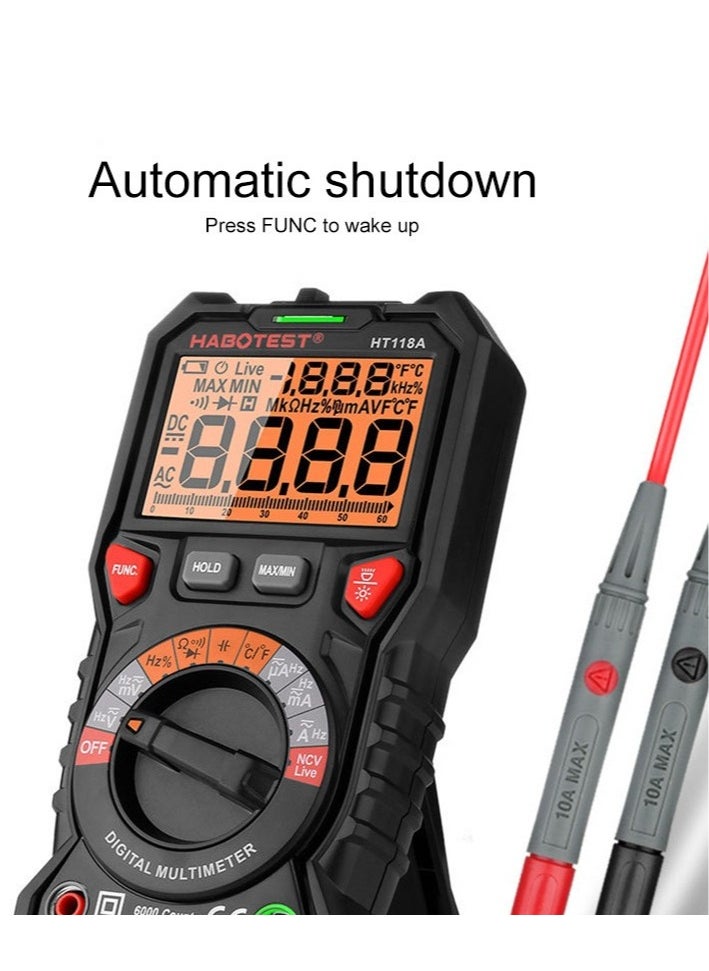HABOTEST - Digital Multimeter TRMS 6000 Counts Ohmmeter Auto-Ranging Fast Accurately Measures Voltage Current Amp Resistance Diodes Continuity Duty-Cycle Capacitance Temperature for Automotive - Image 1