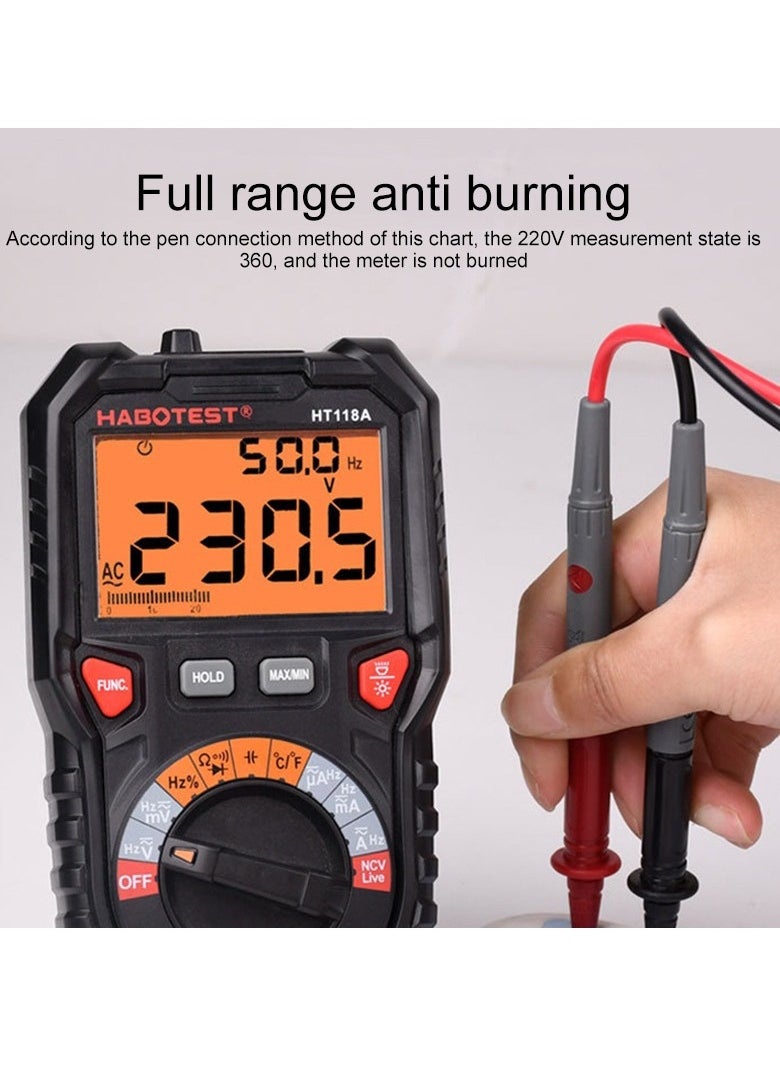 HABOTEST - Digital Multimeter TRMS 6000 Counts Ohmmeter Auto-Ranging Fast Accurately Measures Voltage Current Amp Resistance Diodes Continuity Duty-Cycle Capacitance Temperature for Automotive - Image 1