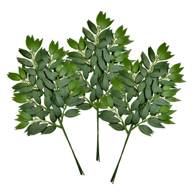 FUNORNAM 12Pcs Italian Ruscus Greenery Stems Artificial Silk Greenery Leaves Garland Vines Hanging Spray for DIY Wedding Arch Bouquet Filler Table Centerpieces Home Indoor Decor - Image 1