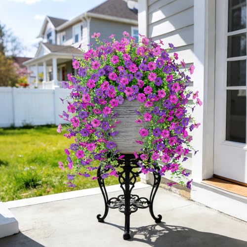 ADXORA Fake Artificial Hanging Flowers for Outdoor Spring Decor 2PCS Faux Silk Flowers Plants for Outdoor Outside Planter UV Resistant Daisy for Porch Front Door Patio Balcony Yard Decor - Image 4