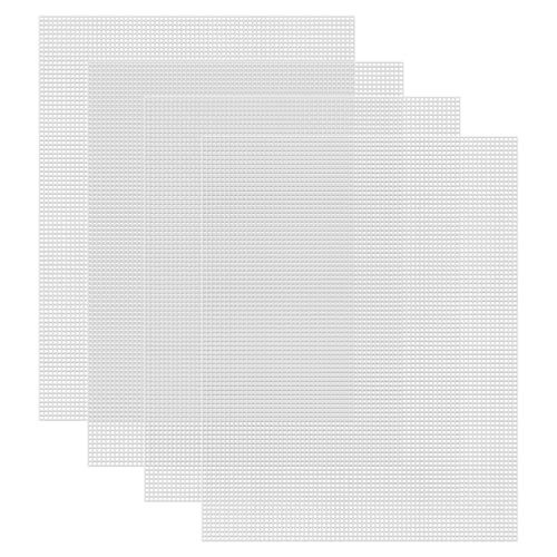 Caydo 4 Pieces 7 Count Plastic Canvas Sheets 105 x 135 Inch Plastic Mesh Sheet Eye Mesh for Embroidery Acrylic Yarn Crafting Knit Crochet Projects and Make Dividers