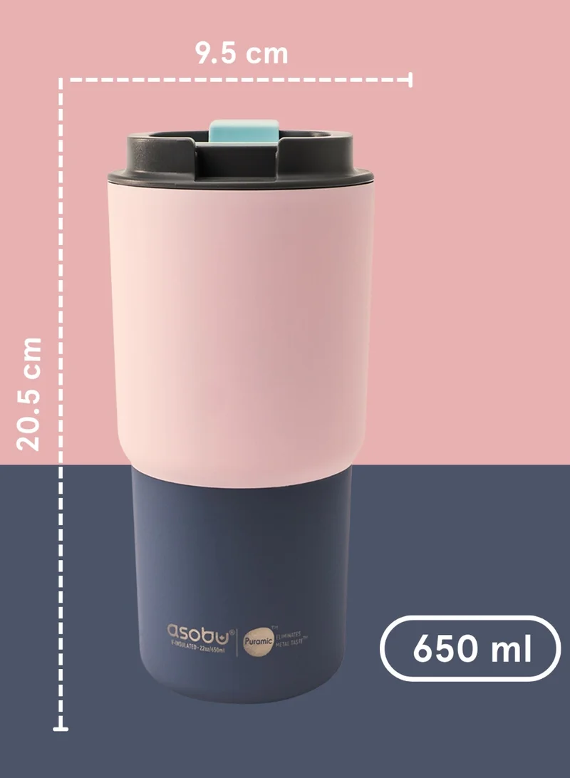 Asobu Pick Me Up Coffee Mug 590ml – Ceramic Lined Insulated Travel Mug with Stainless Steel Body, No Metal Taste, Keeps Flavors True for Hot & Cold Drinks