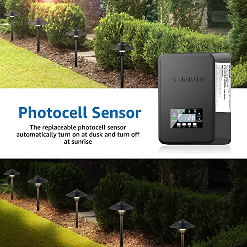 SUNVIE 300W Low Voltage Transformer with Timer and Photocell Sensor Landscape Lighting Transformer Waterproof 120V to 12V/14V AC Outdoor Low Voltage Transformers for Landscape Pathway Lights Spotlight - Image 4