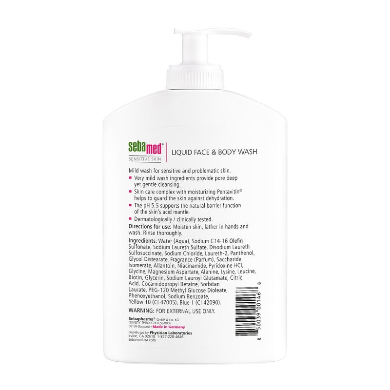 SEBAMED Paraben-Free Liquid Face and Body Wash with Pump pH 5.5 Dermatologist Recommended Mild Hydrating Cleanser for Sensitive Skin 13.5 Fluid Ounces (400 Milliliters) - Image 2