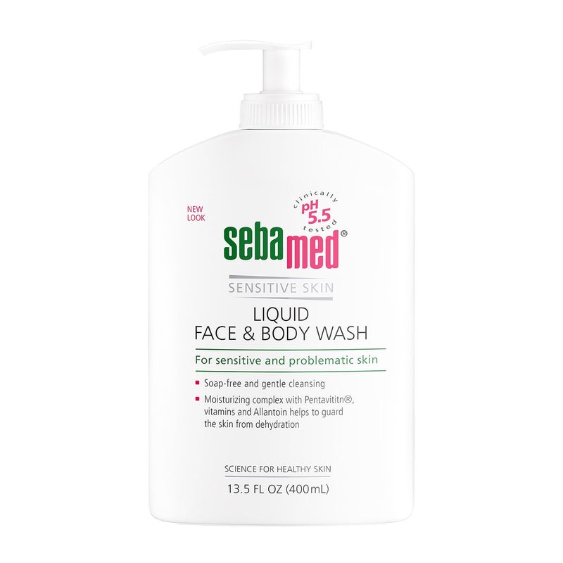 SEBAMED Paraben-Free Liquid Face and Body Wash with Pump pH 5.5 Dermatologist Recommended Mild Hydrating Cleanser for Sensitive Skin 13.5 Fluid Ounces (400 Milliliters) - Image 1