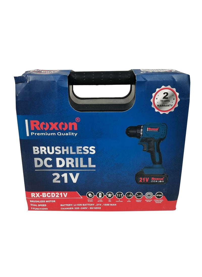 RX-BCD21V Cordless Brushless Drill - 21V Electric Screwdriver With Dual 1500mAh Batteries And Fast Charger For Efficient Drilling - pzsku/Z71A10CFDDD83BC82C30DZ/45/_/1711004679/eb92d474-d529-4649-886c-d8fdefeb2125