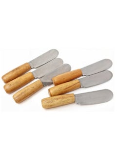 Generic 6-piece cheese knife set with wooden handle and sharp stainless steel blades  - Image 1