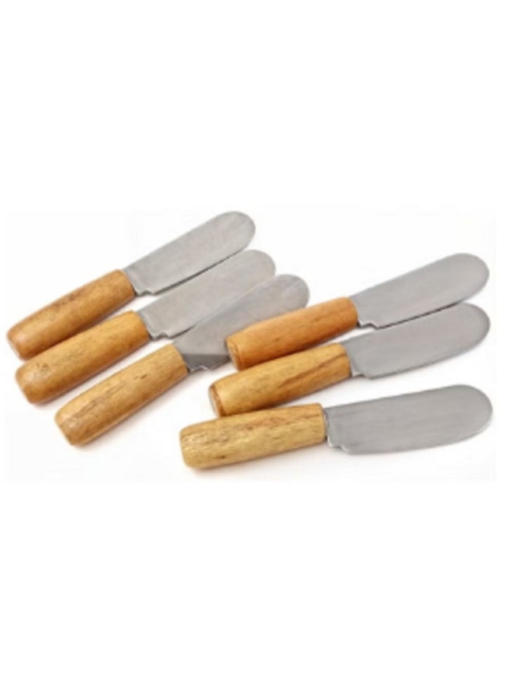 Generic 6-piece cheese knife set with wooden handle and sharp stainless steel blades  - Image 1