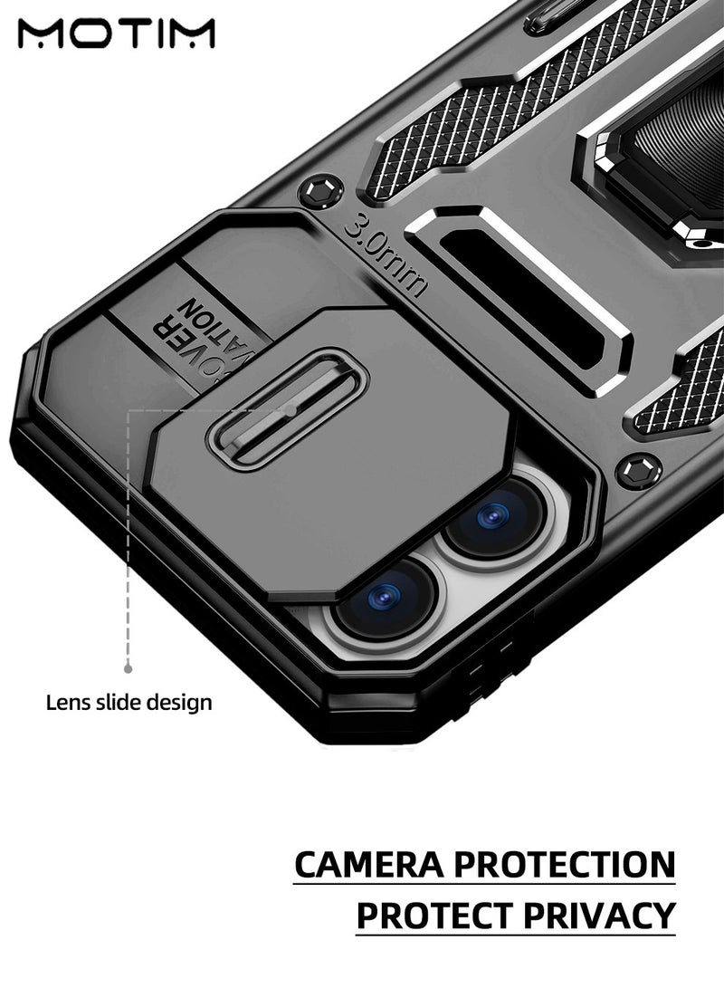 Motim iPhone 16 Pro/16 Pro Max Case Cover with Slide Camera Cover & 360° Kickstand, Support Car Magnetic Holder Fuction, MLT-Grade Drop Protection, Anti-Scratch, Rugged Hard Protective Cover - Image 3