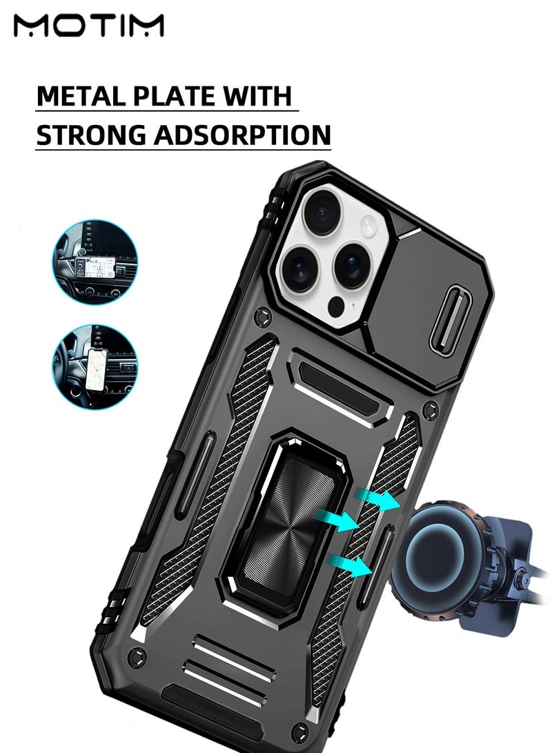Motim iPhone 16 Pro/16 Pro Max Case Cover with Slide Camera Cover & 360° Kickstand, Support Car Magnetic Holder Fuction, MLT-Grade Drop Protection, Anti-Scratch, Rugged Hard Protective Cover - Image 4
